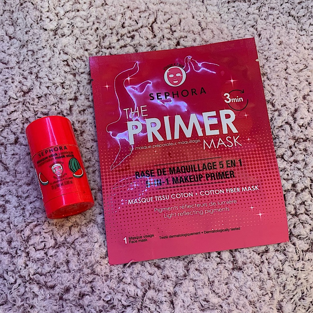 2 Face Masks ‘Primer Mask’/‘Watermelon Stick Mask’